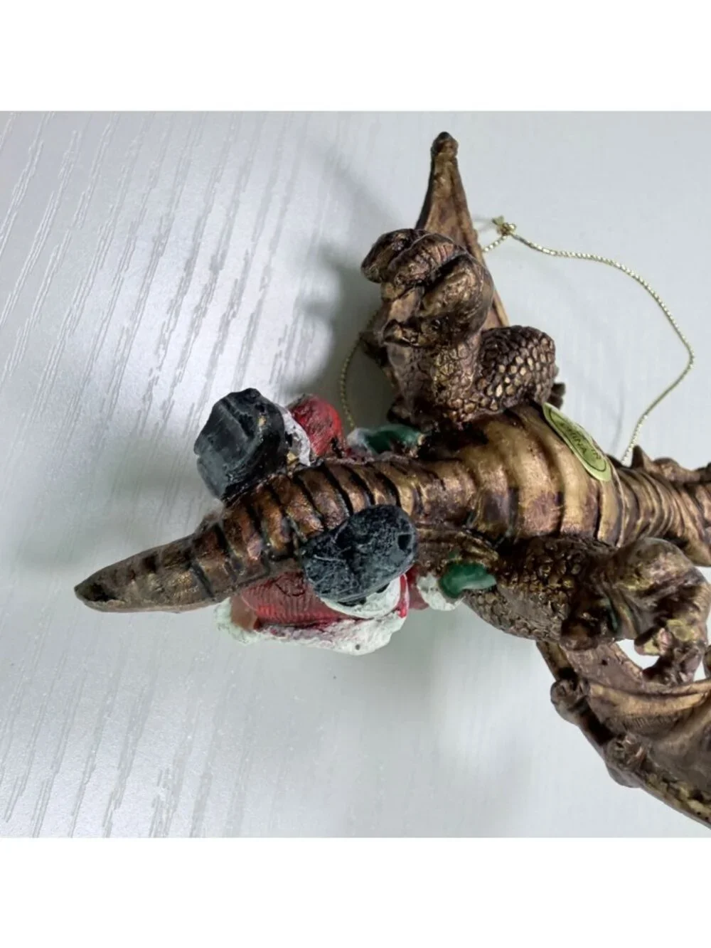 Santa Riding Bronze Dragon Ornament Fantasy Christmas Decoration Mythical